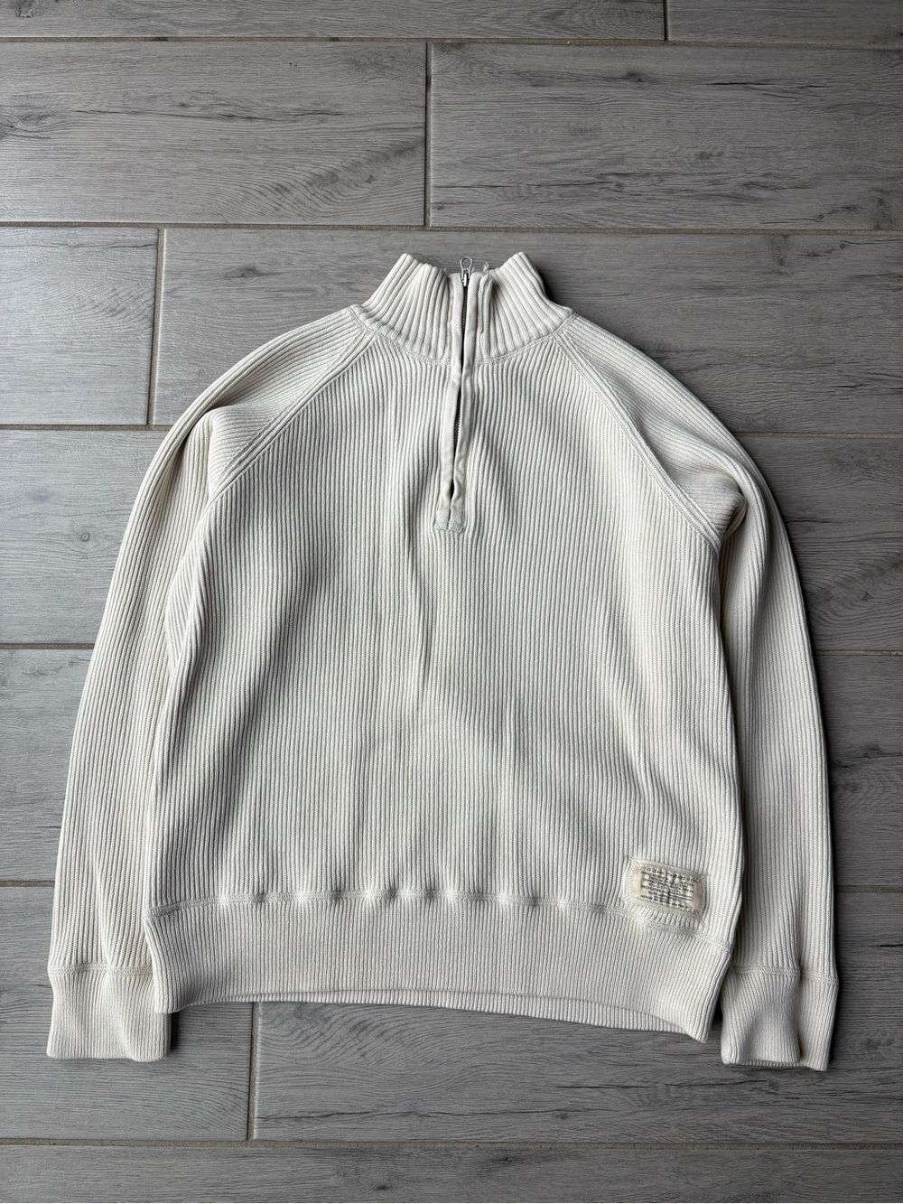 VINTAGE Y2K KNITTED POLO RALPH LAUREN QUARTER ZIP SWEATSHIRT CREAM